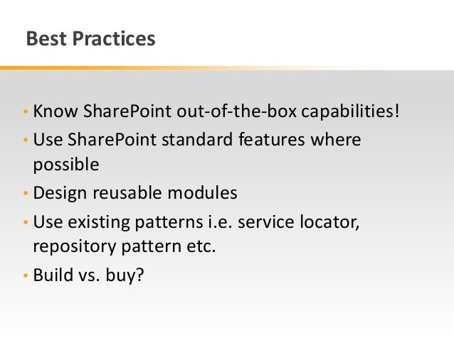Repository Pattern Best Practices | best practices for sharepoint application lifecycle Repository Pattern Best Practices | best practices for sharepoint application lifecycle