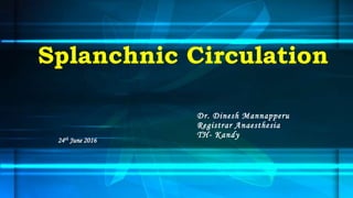 Dr. Dinesh Mannapperu
Registrar Anaesthesia
TH- Kandy
Splanchnic Circulation
24th June 2016
 