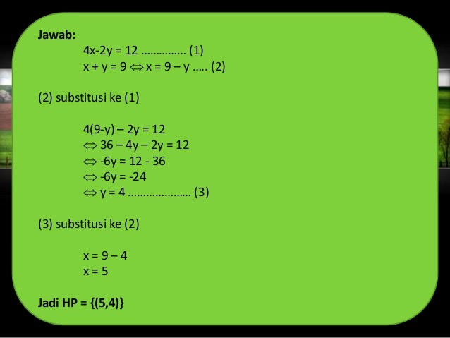 Sistem Persamaan Linear dua variable