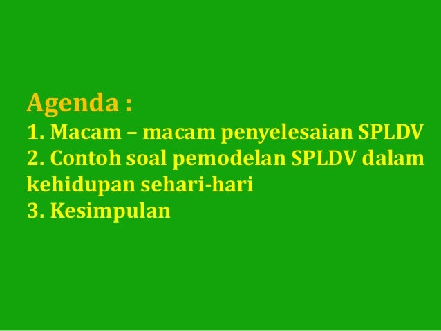 Contoh Soal Persamaan Linear Dua Variabel Dalam Kehidupan