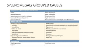 SPLENOMEGALY GROUPED CAUSES
 