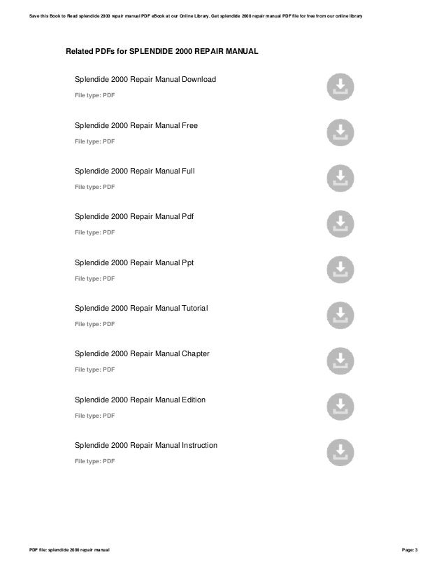 Splendide 2000 repair manual