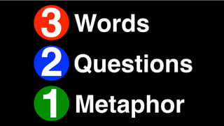 3
2
1
Words
Questions
Metaphor
 