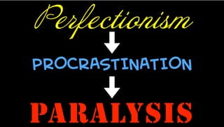 Perfectionism
PROCRASTINATION
PARALYSIS
 