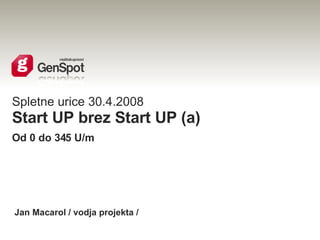 Spletne urice 30.4.2008 Start UP brez Start UP (a) Od 0 do 345 U/m Jan Macarol / vodja projekta /  