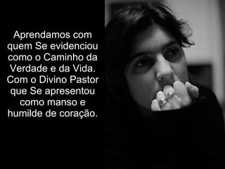Aprendamos com quem Se evidenciou como o Caminho da Verdade e da Vida. Com o Divino Pastor que Se apresentou como manso e humilde de coração. 
