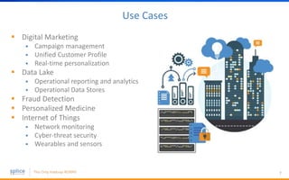 Use Cases
 Digital Marketing
 Campaign management
 Unified Customer Profile
 Real-time personalization
 Data Lake
 Operational reporting and analytics
 Operational Data Stores
 Fraud Detection
 Personalized Medicine
 Internet of Things
 Network monitoring
 Cyber-threat security
 Wearables and sensors
7
 