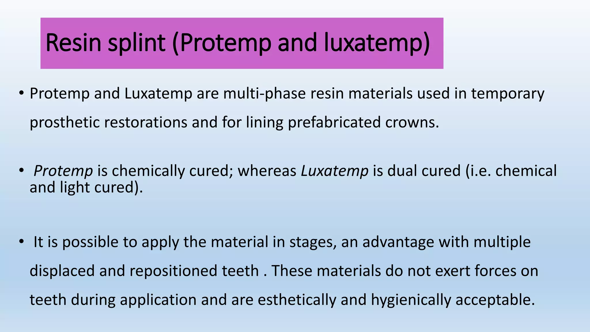 Splinting of traumatized teeth | PPTX