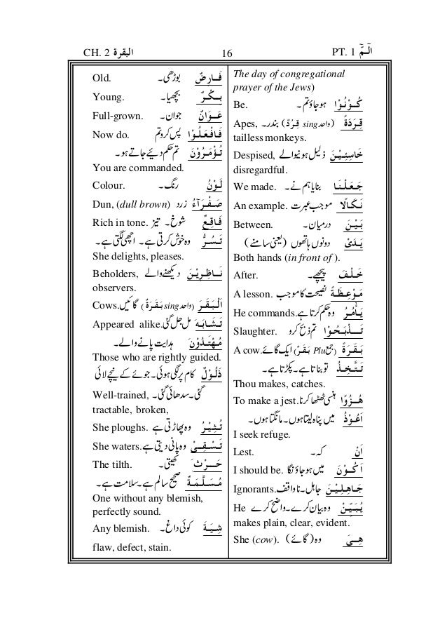Meanings Of The Difficult Words Of The Holy Qur An Urdu English Meanings Of The Difficult Words Of The Holy Qur An Urdu English