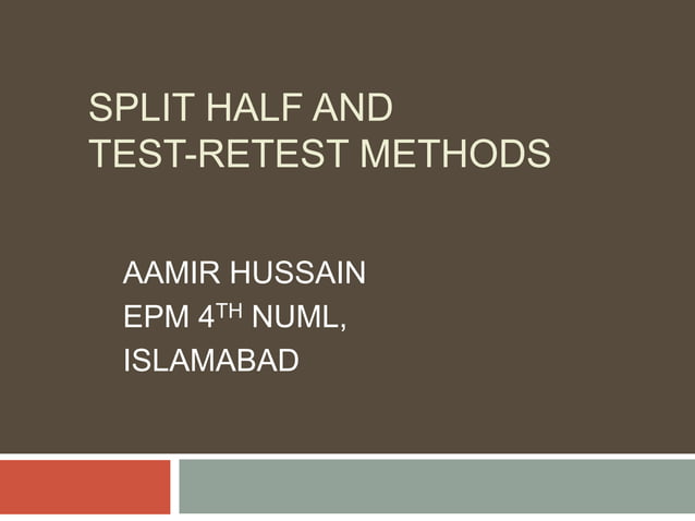 Reliability and its types: Split half method and test retest methods ...