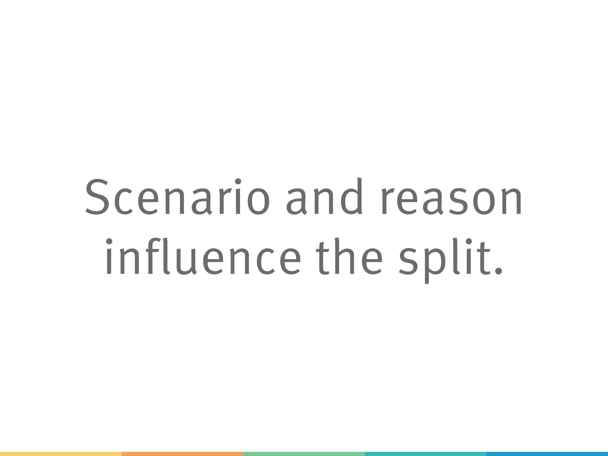 Scenario and reason
influence the split.
 