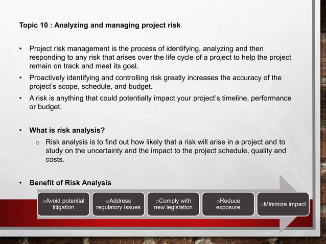 project risks how to identify scope risks project risk... Analyzing And Managing Project Risk | PPT