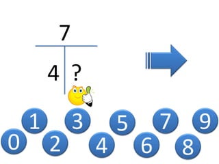 0
1
2
3
4
5
7
4 ?
6
7
8
9