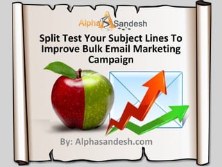 Split Test Your Subject Lines To
Improve Bulk Email Marketing
Campaign

By: Alphasandesh.com

 