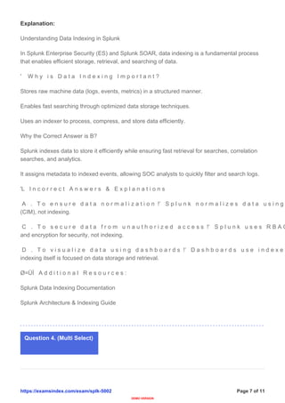 Splunk Enterprise Security Certified Admin SPLK-5002 | PDF