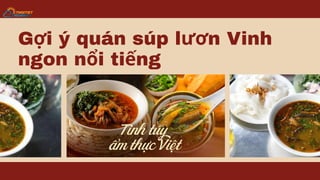 Gợi ý quán súp lươn Vinh
ngon nổi tiếng
 
