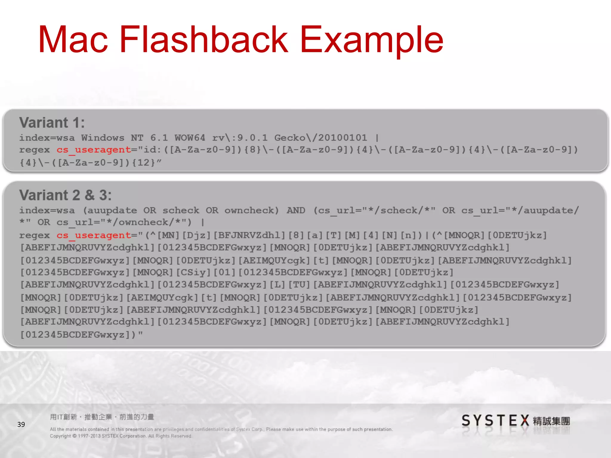 39
Mac Flashback Example
 