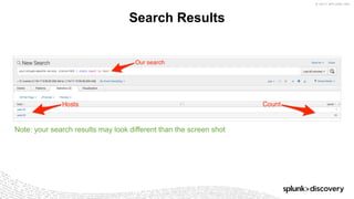 © 2017 SPLUNK INC.
Search Results
Note: your search results may look different than the screen shot
 
