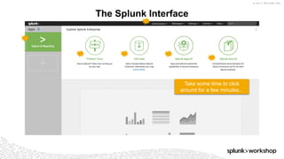 © 2017 SPLUNK INC.
The Splunk Interface
Take some time to click
around for a few minutes...
 