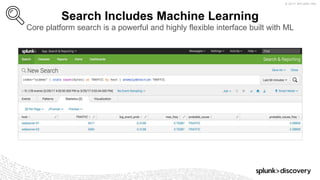 © 2017 SPLUNK INC.
Search Includes Machine Learning
Core platform search is a powerful and highly flexible interface built with ML
 