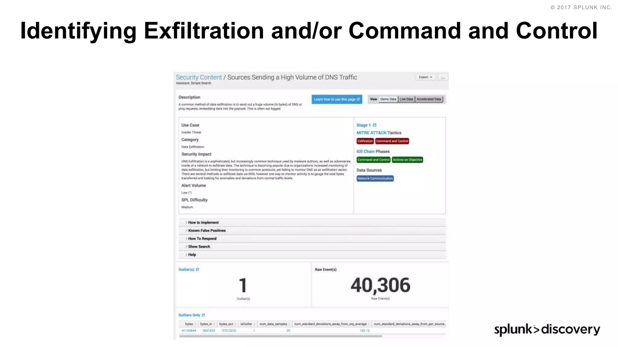 © 2017 SPLUNK INC.
Identifying Exfiltration and/or Command and Control
 