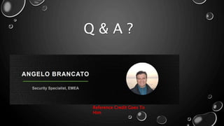 Q & A ?
Reference Credit Goes To
Him
 