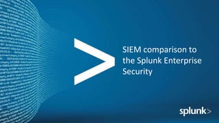 SIEM comparison to
the Splunk Enterprise
Security
 