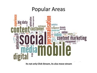 Popular Areas
Its not only Click Stream, its also move stream
 