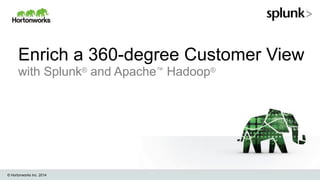 Enrich a 360-degree Customer View
with Splunk® and Apache™ Hadoop®

© Hortonworks Inc. 2014

 