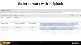 Easier to work with in Splunk 
21 
 