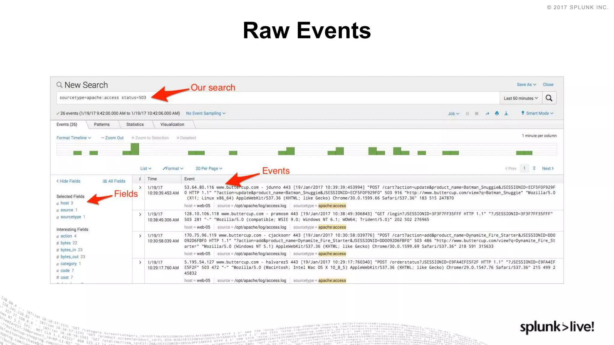 © 2017 SPLUNK INC.
Raw Events
 