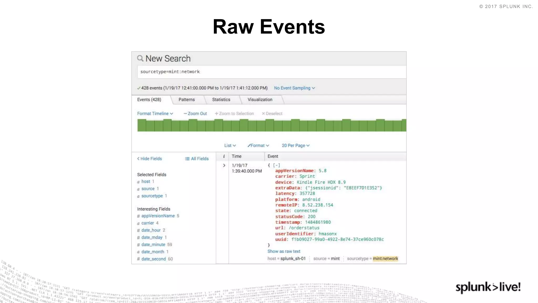 © 2017 SPLUNK INC.
Raw Events
 