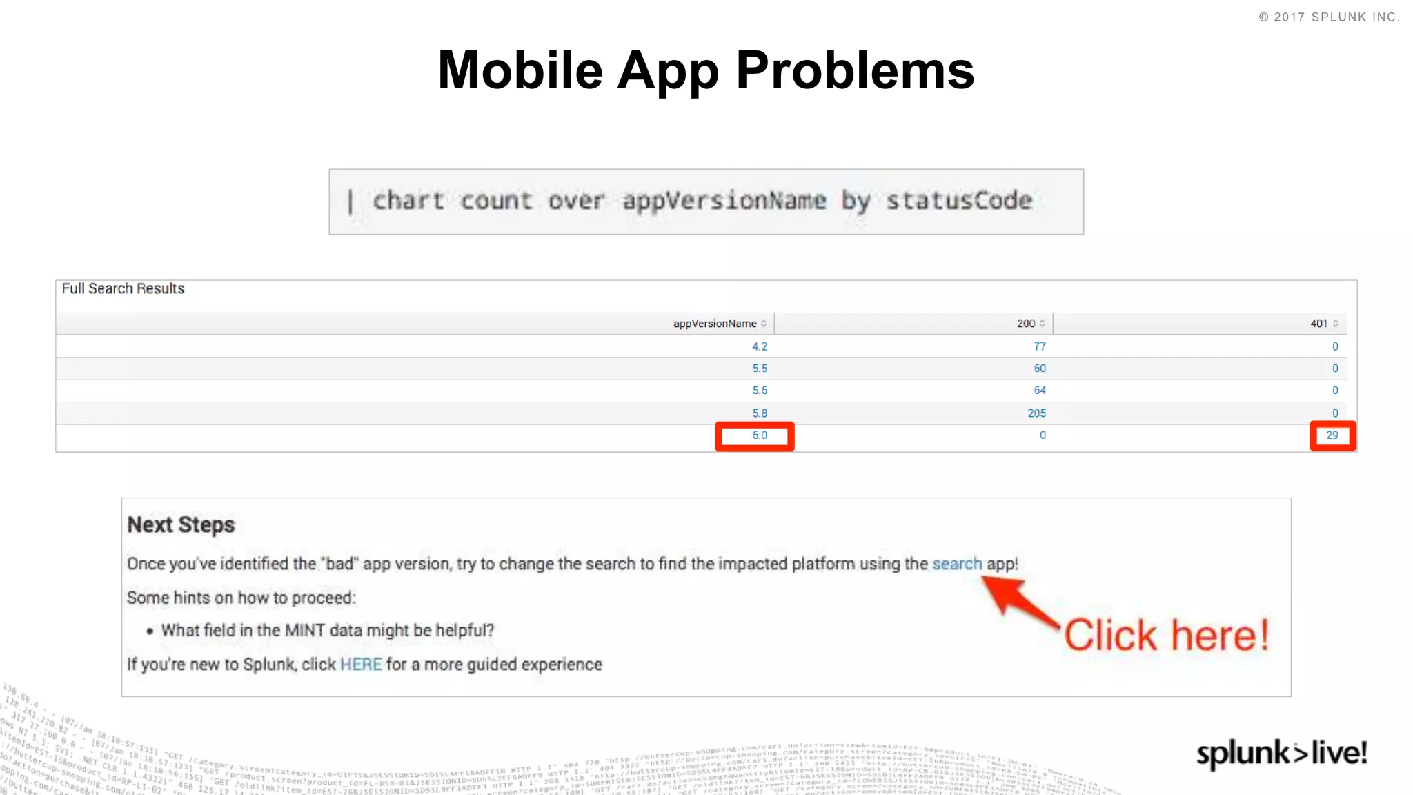 © 2017 SPLUNK INC.
Mobile App Problems
 