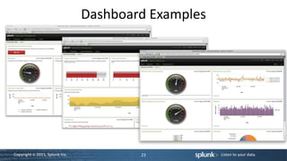 Dashboard Examples




Copyright © 2011, Splunk Inc.           23           Listen to your data.
 