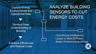 93
9
3
Enhance Efficiencies
and Reduce Costs
Develop Deep
Understanding of
Building
ANALYZE BUILDING
SENSORS TO CUT
ENERGY COSTS
Operational Intelligence
Leads to More Efficient,
Better Performing Buildings
Capture Energy,
Environmental and
Operational Data
 