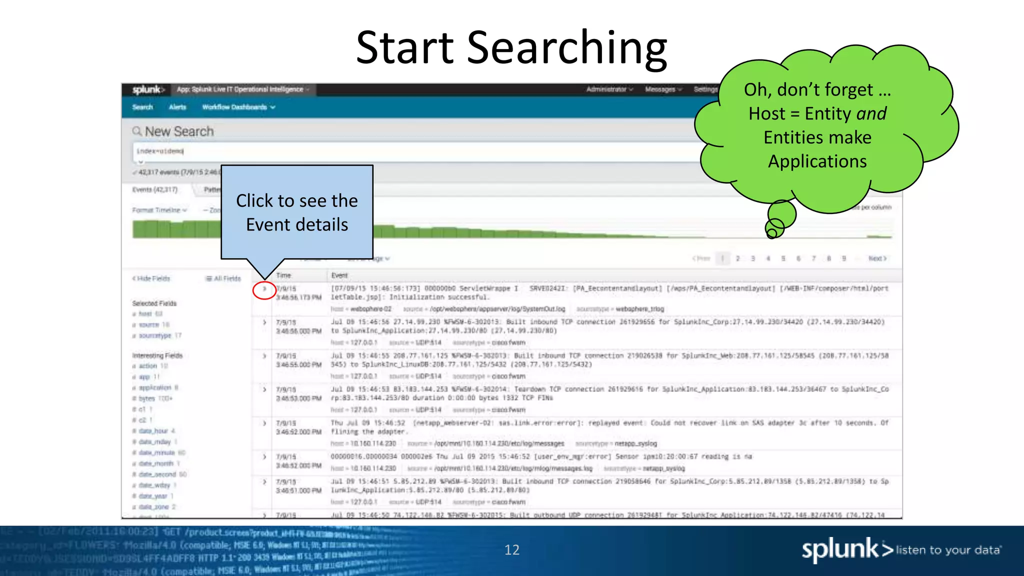 Start Searching
12
Oh, don’t forget …
Host = Entity and
Entities make
Applications
Click to see the
Event details
 