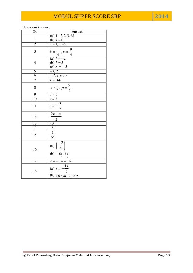 Spm 2014 add math modul sbp super score [lemah] k1 set 1 