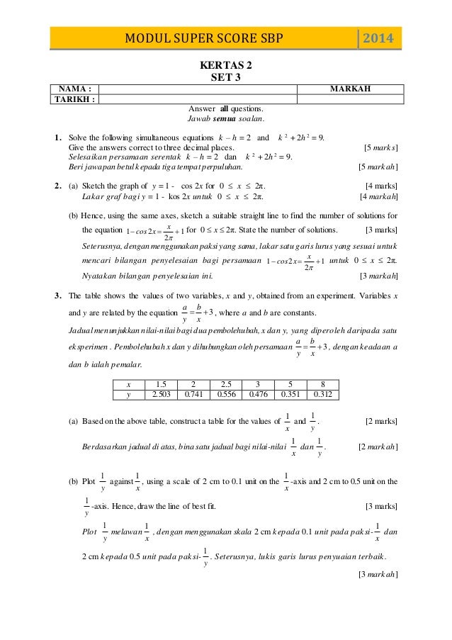 Soalan Add Math Dan Skema Jawapan Tingkatan 4 - Kuora j