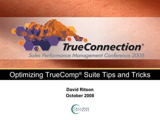 Optimizing TrueComp ®  Suite Tips and Tricks David Ritson October 2008 