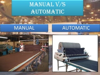 MANUAL AUTOMATIC
MANUAL V/S
AUTOMATIC
 