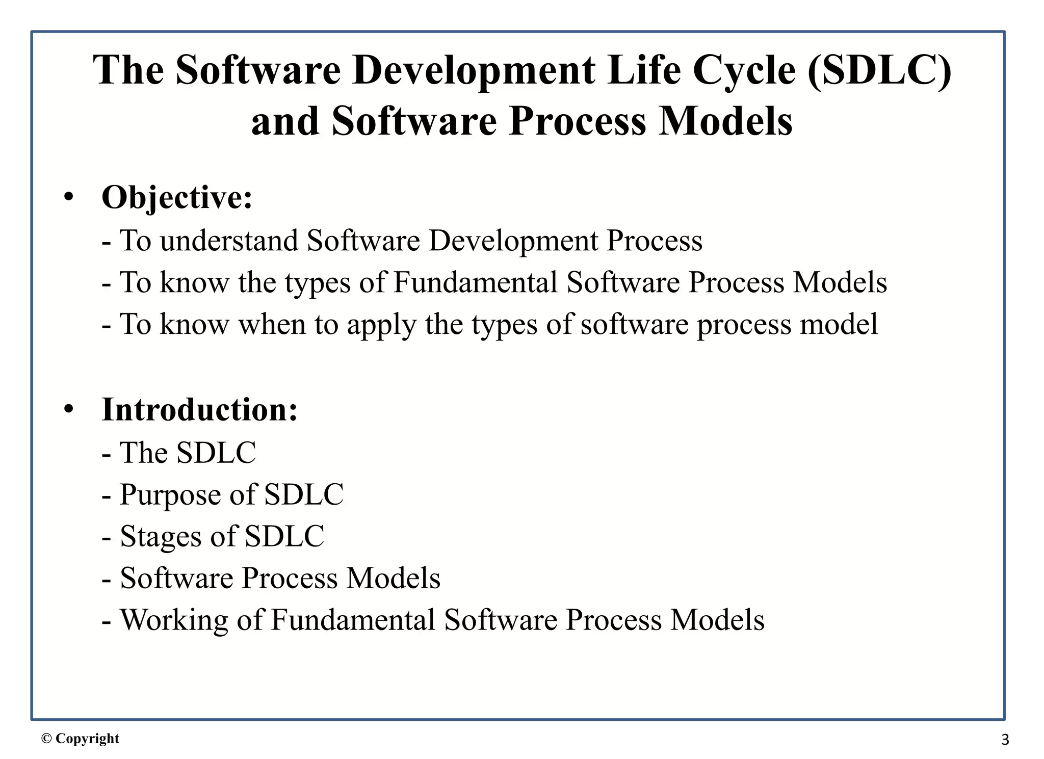 SDLC and Software Process Models Introduction ppt | PPT