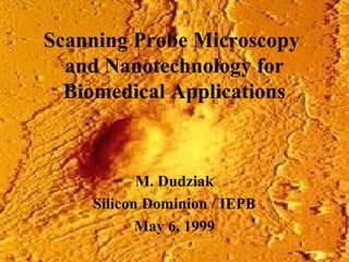 Scanning Probe Microscopy
  and Nanotechnology for
  Biomedical Applications



           M. Dudziak
    Silicon Dominion / IEPB
           May 6, 1999
 
