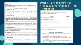 PART 5 – SHORT RESPONSE
• Requires short/limited
responses
• 2 parts
 