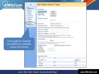 Use Case 1Custom Task Management mobile solution(without the “generic” SharePoint features)