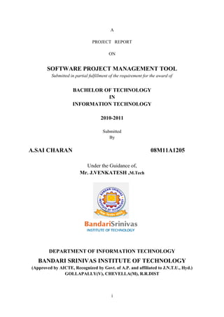 SOFTWARE PROJECT MANAGEMENT TOOL Project Report | DOC