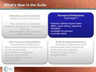 Callidus Software Product Suite Overview: What's New Slide 19