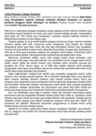 SPM 2016 BAHASA MELAYU
KERTAS 2 RUMUSAN
Halaman 3
Latihan Rumusan 2 (Negeri Sembilan)
Baca petikan di bawah dengan teliti,...