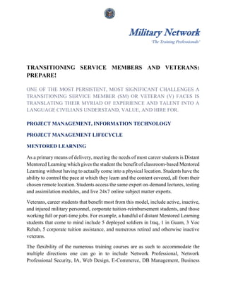 Project Management for Veterans 