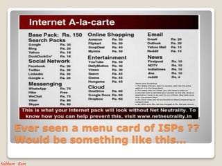Ever seen a menu card of ISPs ??
Would be something like this
Subham Ram
 
