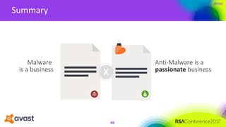 #RSAC
Summary
46
Anti-Malware is a
passionate business
Malware
is a business X
 
